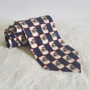 𝅺CEDAX 100% Silk Navy Blue White Basset Hound Dog Heart Necktie Tie